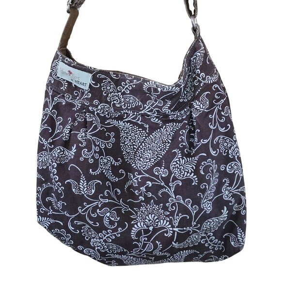 Home Spun At Heart Brown & White Floral Purse - Picture 1 of 6